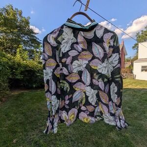 Reiss‎ multicolored floral blouse with buttoned ruffle sleeves